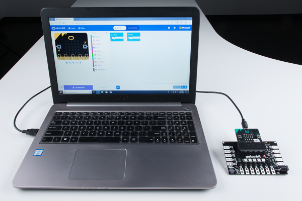 micro:bit connected to a laptop