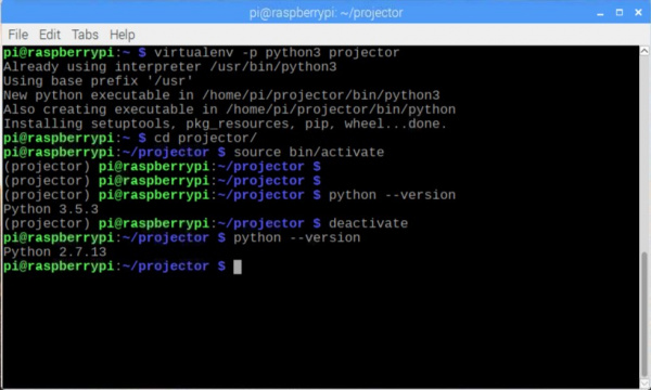 command line sequence for entere int and exiting a virutalenv