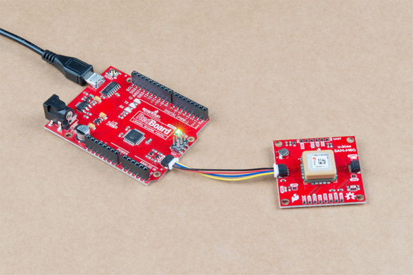 GPS module hooked up to RedBoard