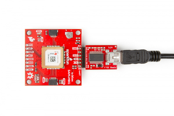 Accessing the serial interface of the SAM-M8Q with a serial-to-USB adapter