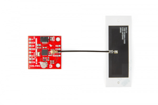 ZOE-M8Q with a GNSS Antenna attached