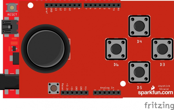 Fritzing Diagram of Joystick Shield Stacked on Arduino