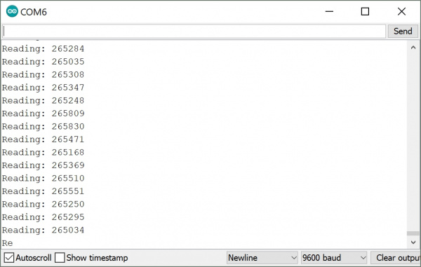 Output ADC values to serial port