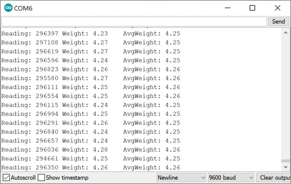 Displaying weight in terminal window