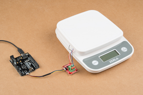 Four arms in correct position with four wires connected to RedBoard