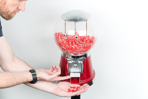 Gumball machine filled with LEDs