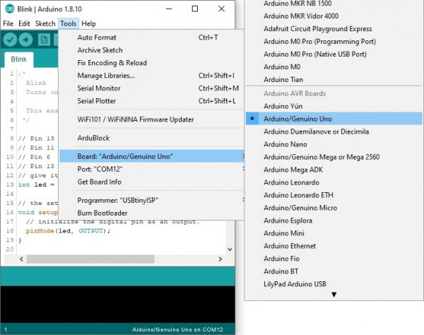 Selecting Arduino Uno for RedBoard Qwiic