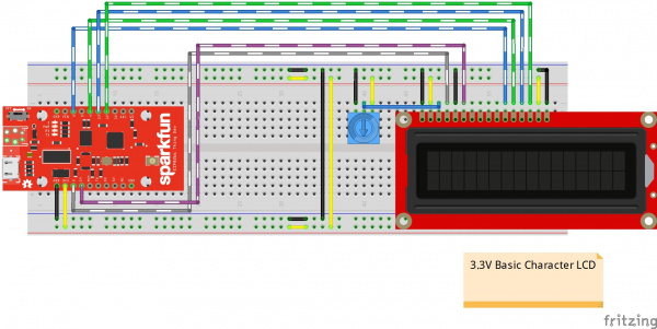 ESP8266 Thing Dev Connected to 3.3V Basic Character LCD