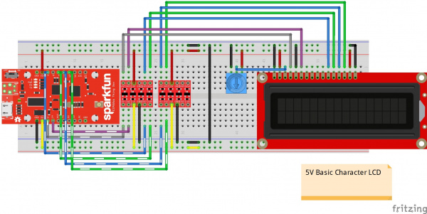 ESP8266 Thing Dev Connected to 5V Basic Character LCD