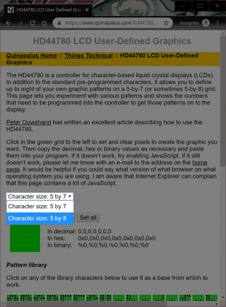 Selecting Character Space Size in Custom Character Generator