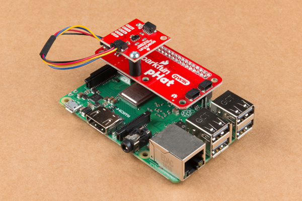 Qwiic Distance Sensor Mounted on the Raspberry Pi's pHAt v1.0t