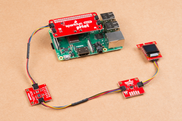 Qwiic Kit Sensors Connected to a Pi via the Qwiic pHat