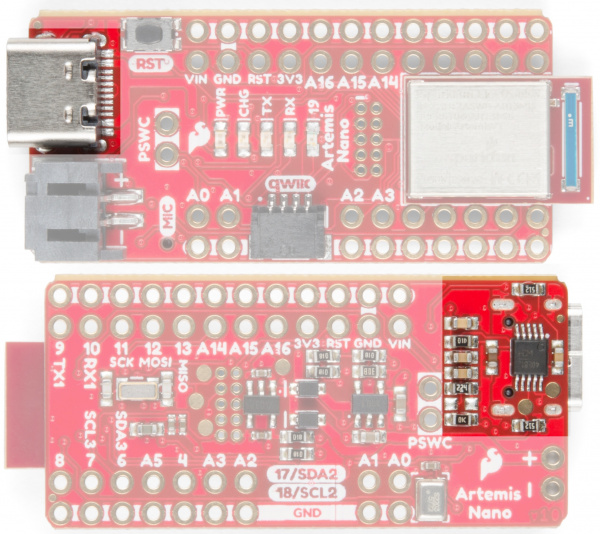 SparkFun Artemis Nano with USB highlighted