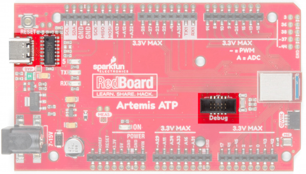 RedBoard Artemis ATP USB C and JTAG ports