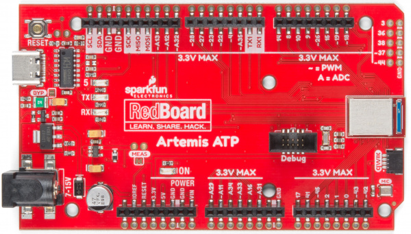 Front view of the SparkFun RedBoard Artemis ATP