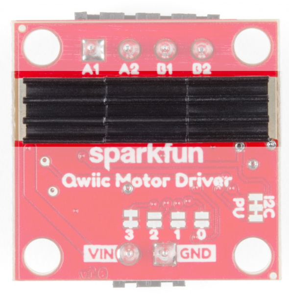 Small heatsinks on the back of the Qwiic Motor Driver