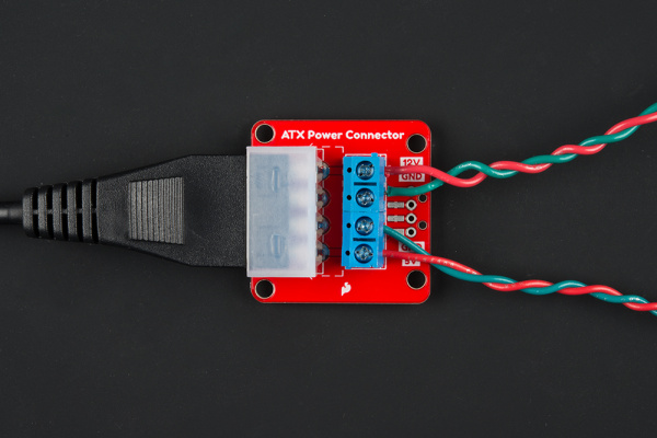 4-Pin ATX Connector and Wires Inserted to Breakout Board