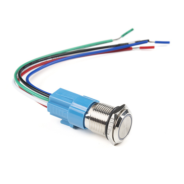 Metal Pushbutton with Wires - Latching (16mm, White)