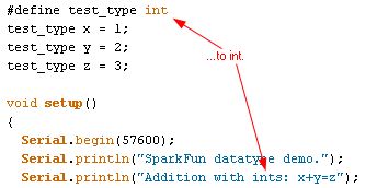 Code snippet for int code