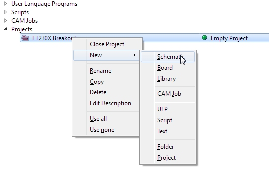 Right click and select new schematic