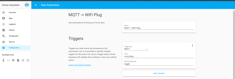 Adding MQTT automation trigger